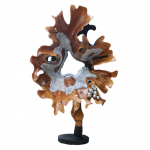 #DECO NDA 031 - Wood Carved Combine Aluminium On Base