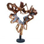 #DECO NDA 039 - Wood Carved Combine Aluminium On Base