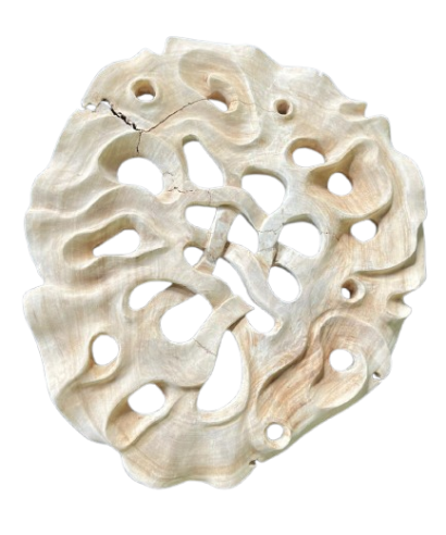 Luxury organic teak root wall art with natural center hole